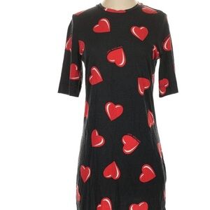 Love Moschino Black Mini Dress with Red Hearts